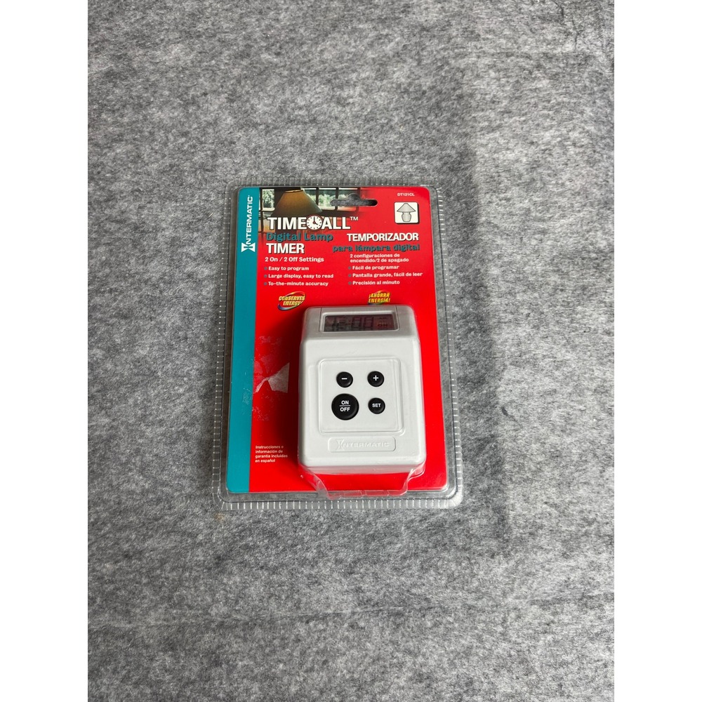 Intermatic Time-All Digital Lamp Timer DT121CL White On/off Settings 300W New‎